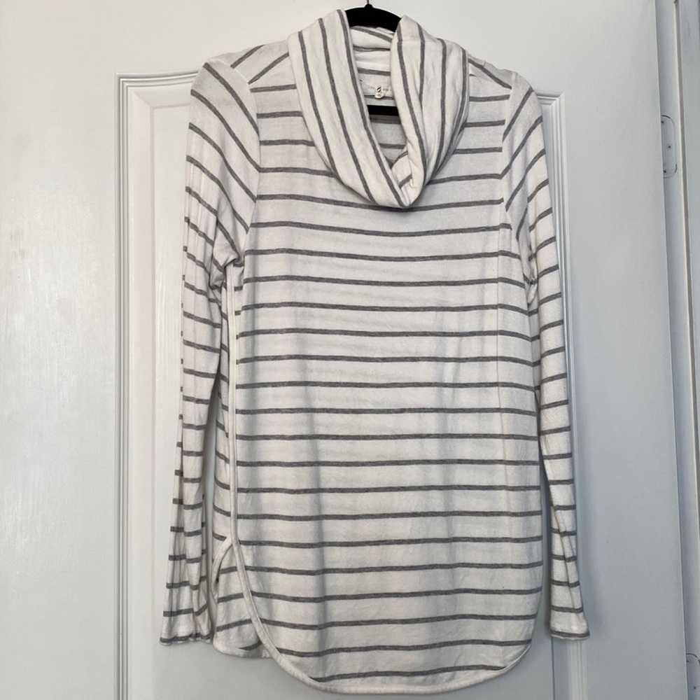 Cowl neck stripe sweater